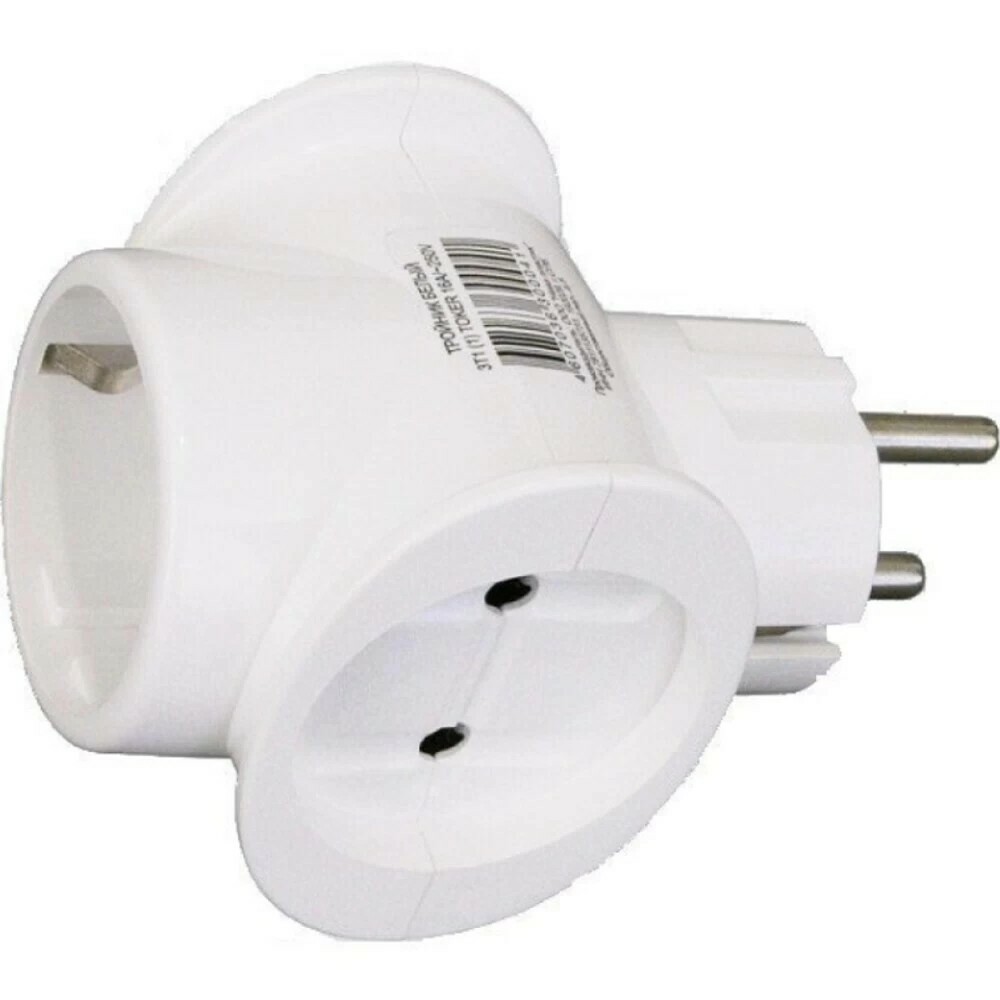 Тройник "Toker" электрический с заземлением 16А/220вт Арт-0355 Тройник "Toker" электрический с заземлением 16А/220вт Арт-0355