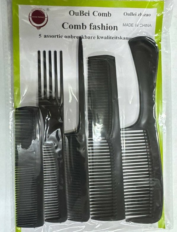 Набор расчесок на блистере 5шт Черные            Арт-2352