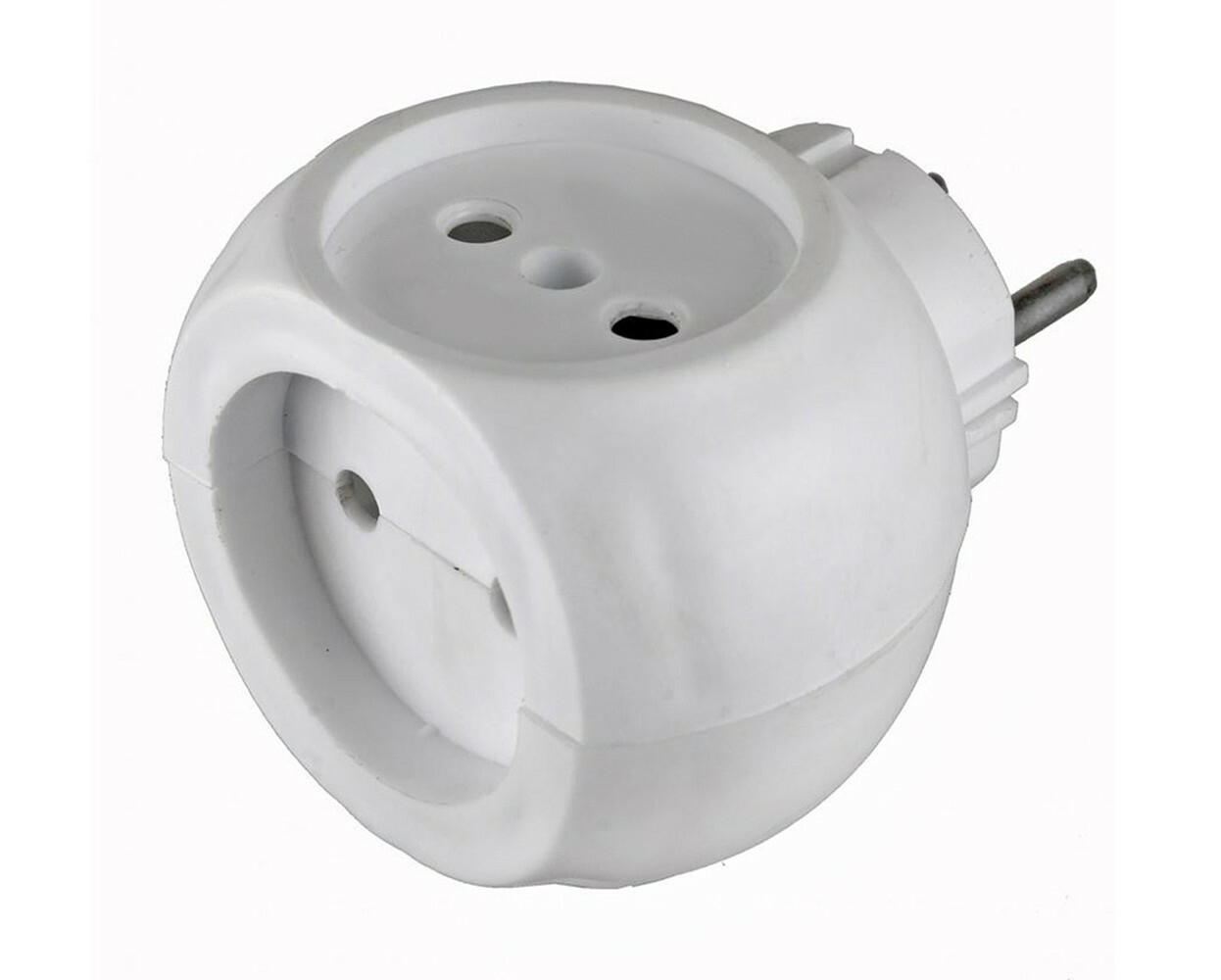 Тройник "Бочонок" электрический белый 3 гнезда 6А/220вт Арт-0048 Тройник "Бочонок" электрический белый 3 гнезда 6А/220вт Арт-0048