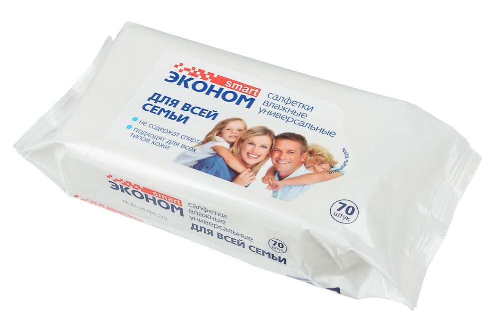 Влажные салфетки "Smart Эконом" 70шт для всей семьи Арт-0152
