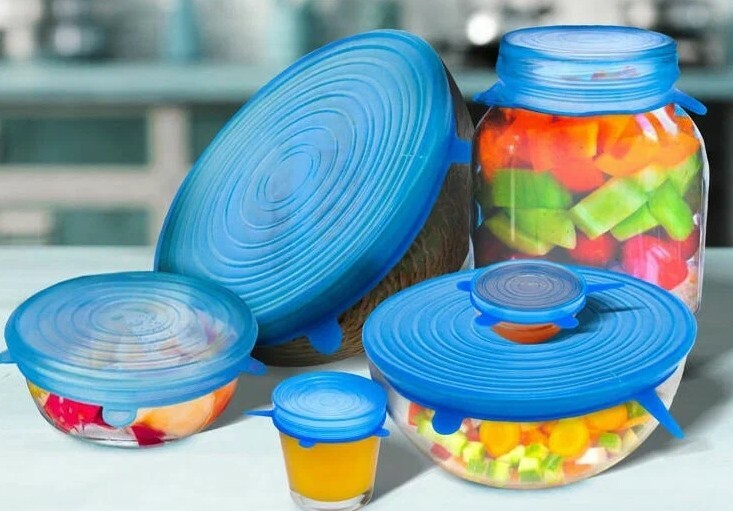 Набор силиконовых крышек 6шт. Размеры-6.5/9.5/11.5/ 14.5/16.5/21см