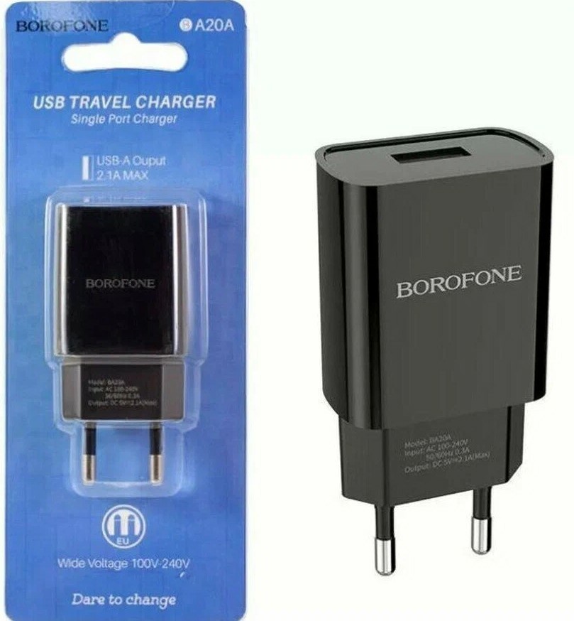 Зарядное устройство "Borofone" BA 20A 1USB 2.1А Черный Арт-0450 Зарядное устройство "Borofone" BA 20A 1USB 2.1А Черный Арт-0450